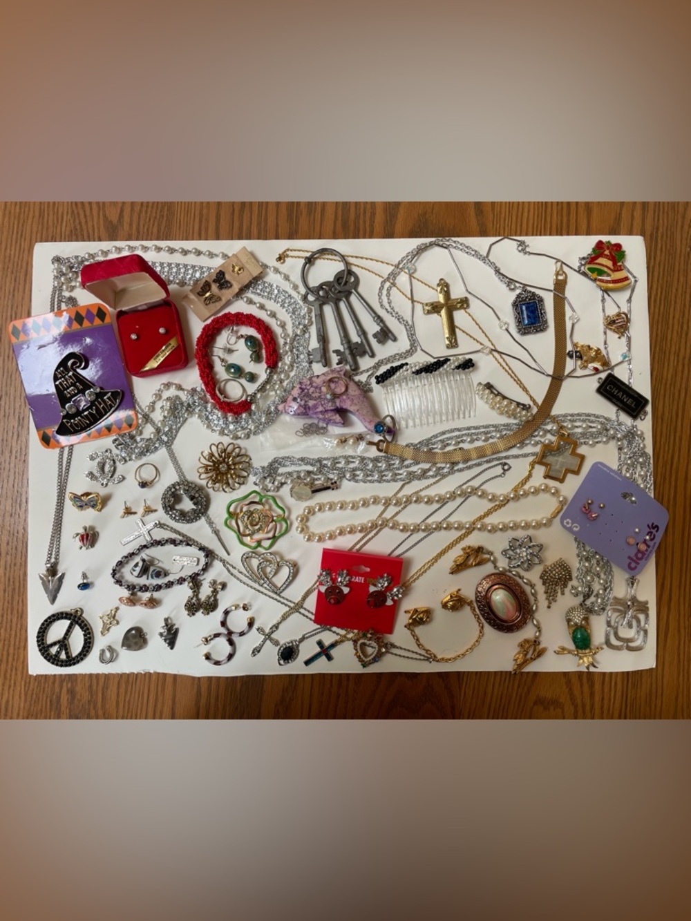 Costume Jewelry Lot 5 - Avon, Earrings, Necklaces + Brooches